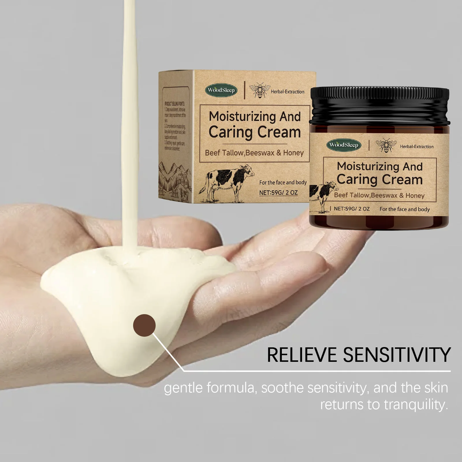 Beef Tallow Body Moisturizer Deep Nourishing Increase Brightening Oil Control Good Smell Improve Dull Skin Hydrating Cream 59g 4