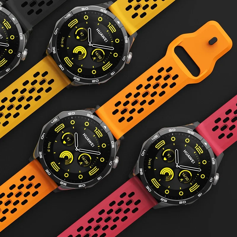 18mm 20mm 22mm hole Silicone Band for Samsung Galaxy Watch 6 5 4 for Huawei GT4 3 GT2 pro bracelet for Garmin Vivoactive 4 strap