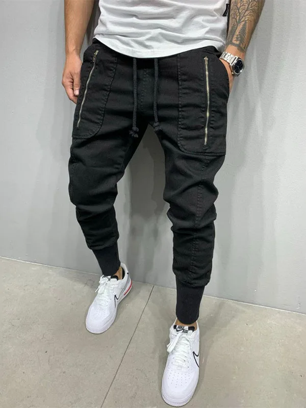Casual Workwear Pants Men's Zipper Pencil Joggers Sweatpants Youthful Vitali Sle Elastic Waist Long Trousers Summer Season