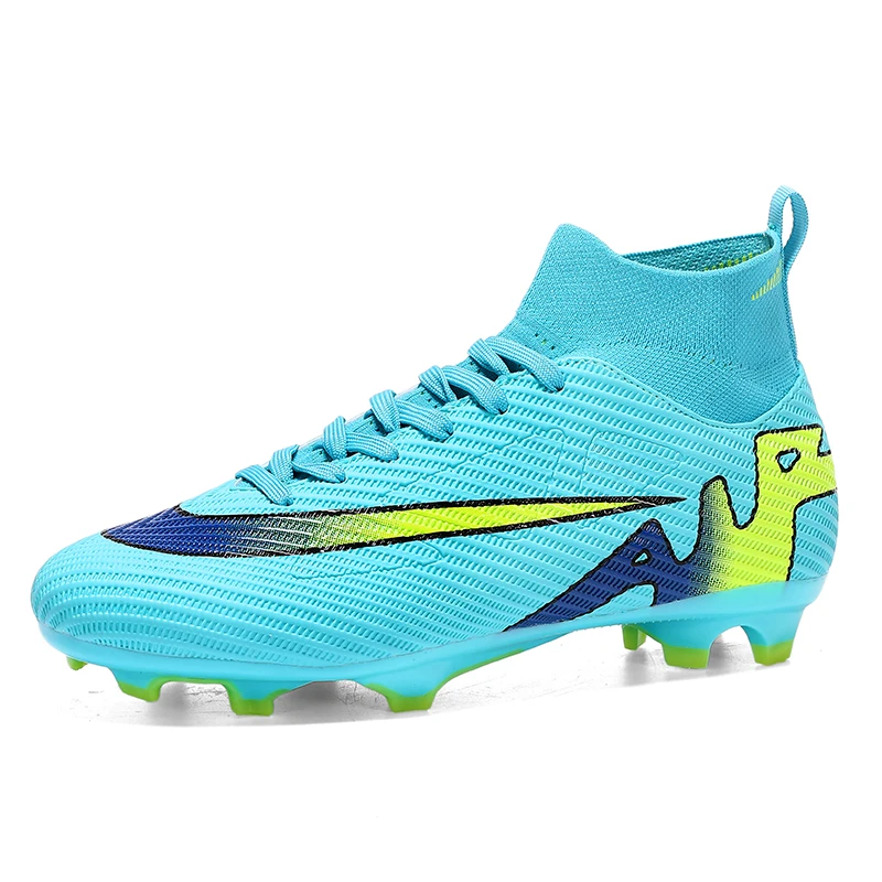 

New Professional Men High Ankle Football Boots Soccer Cleats TF/FG Training Outdoor Long Spikes Turf Futsal Non-slip Ultralight