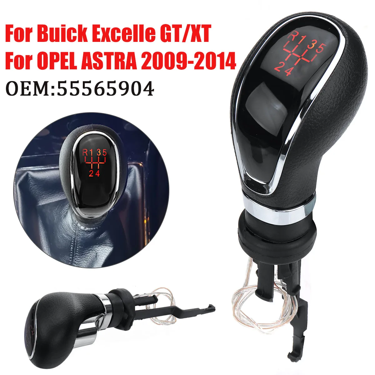 Red Led Car Gear Shift Knob Manual 5&6 Speed Head Handle Lever For