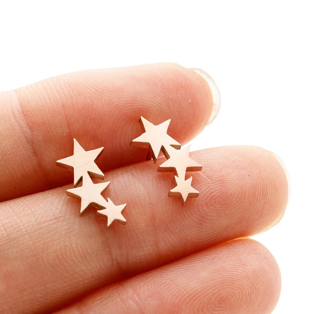 Mode Edelstahl Ohrringe Mädchen Kleine Nette Triple Star Punk Piercing Ohr Stud Ohrring Frauen Starry Minimalistischen Schmuck – Detail 8