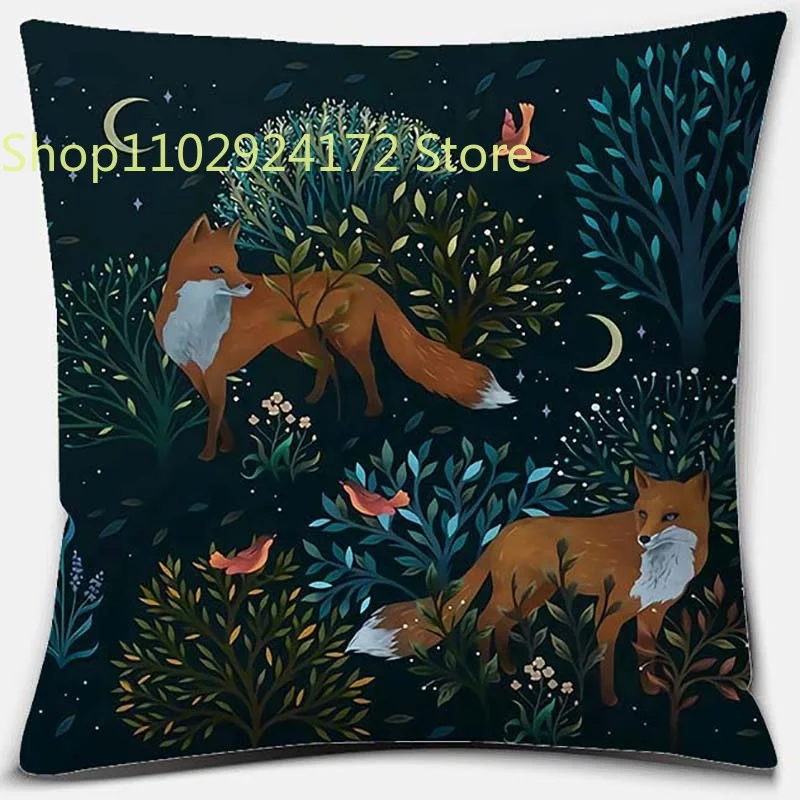 

Animal Moon Fox Flower Pattern Bedroom Sofa seats car lounge chair office decorative pillow sleeve case