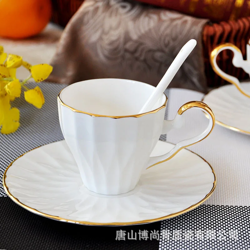 

Bone china silk thread Coffee cup dish coffee set ceramic tea cup printed gift souvenir Coffee cup
