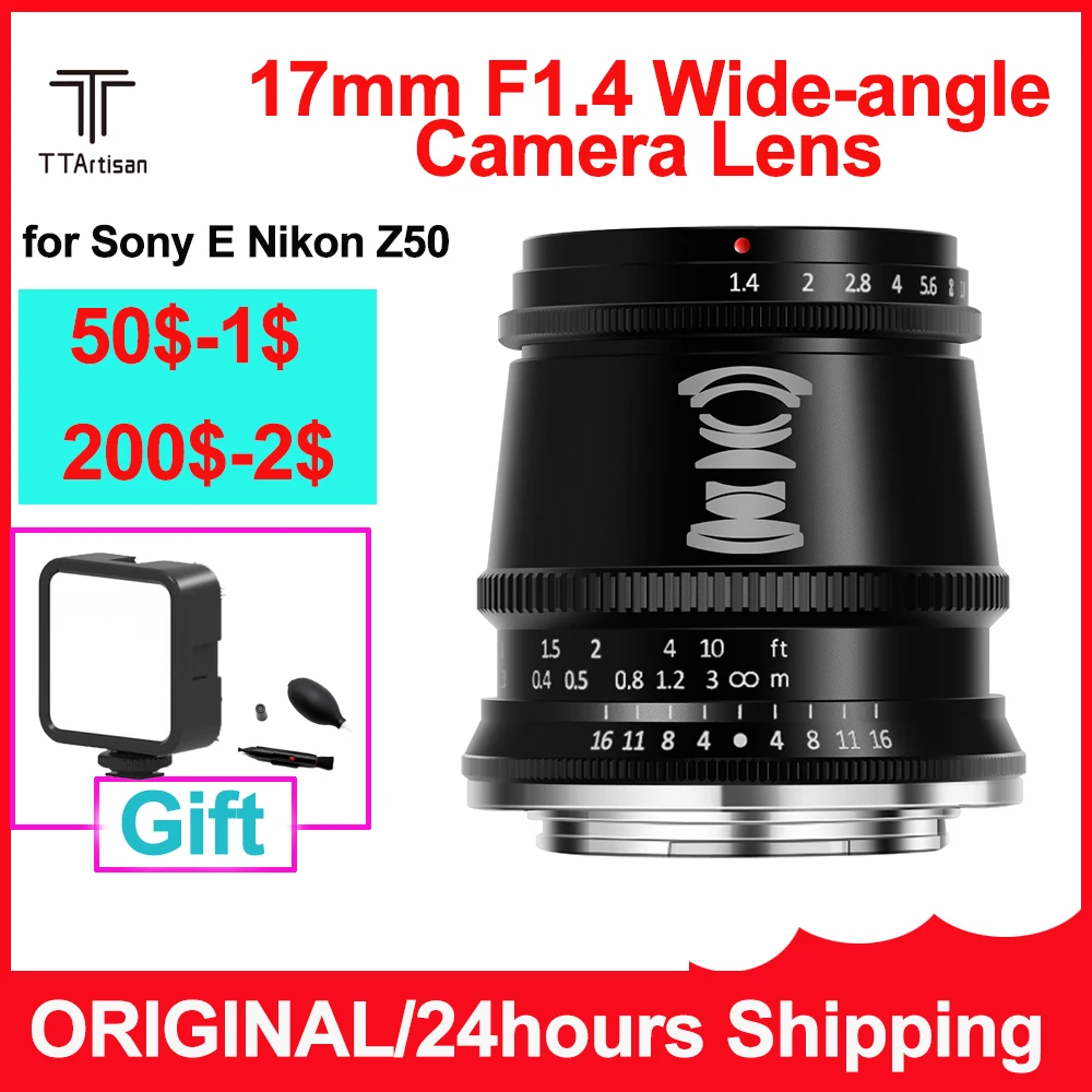 Ttartisan 17Mm F1.4 Wide-Angle Camera Lens Aps-C Manual Focus Mirrorless Camera Lens For Sony E Nikon Z50 Canon Fujifilm
