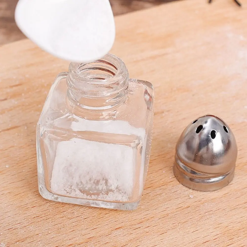 New Mini Seasoning Bottle Transparent Glass Spice Jars with Lid Durable BBQ Salt Jar Storage Bottle Kitchen Cooking Tool