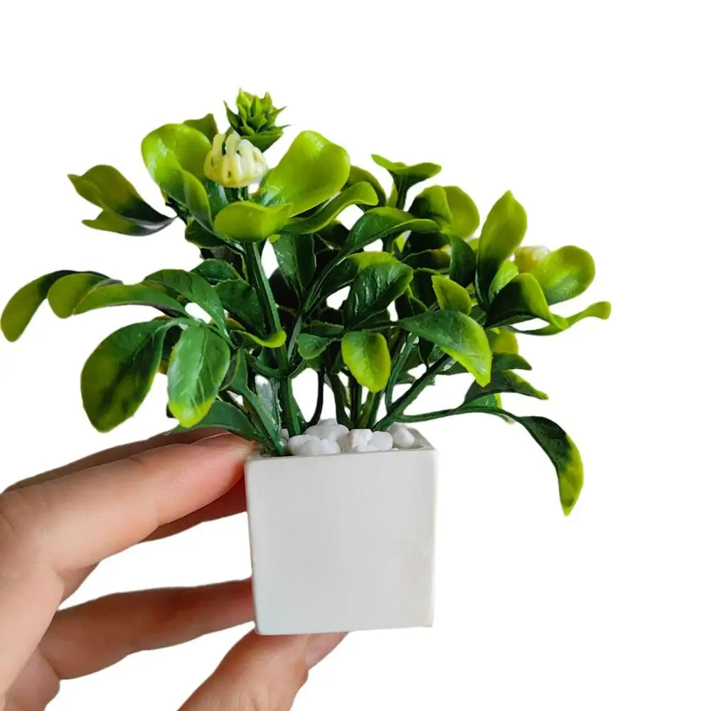 Green Dollhouse Potted Plant Toys 1:6 Scale Home Decoration Miniature Green Leaves Bonsai Lifelike Accessories Mini Flower Pot 2