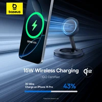 Baseus Qi2 15W Foldable Wireless Charger Stand Magnetic Adjustable Viewing Angle For iPhone 16 15 14 13 AirPods 2nd 3rd Gen Pro - Image 2