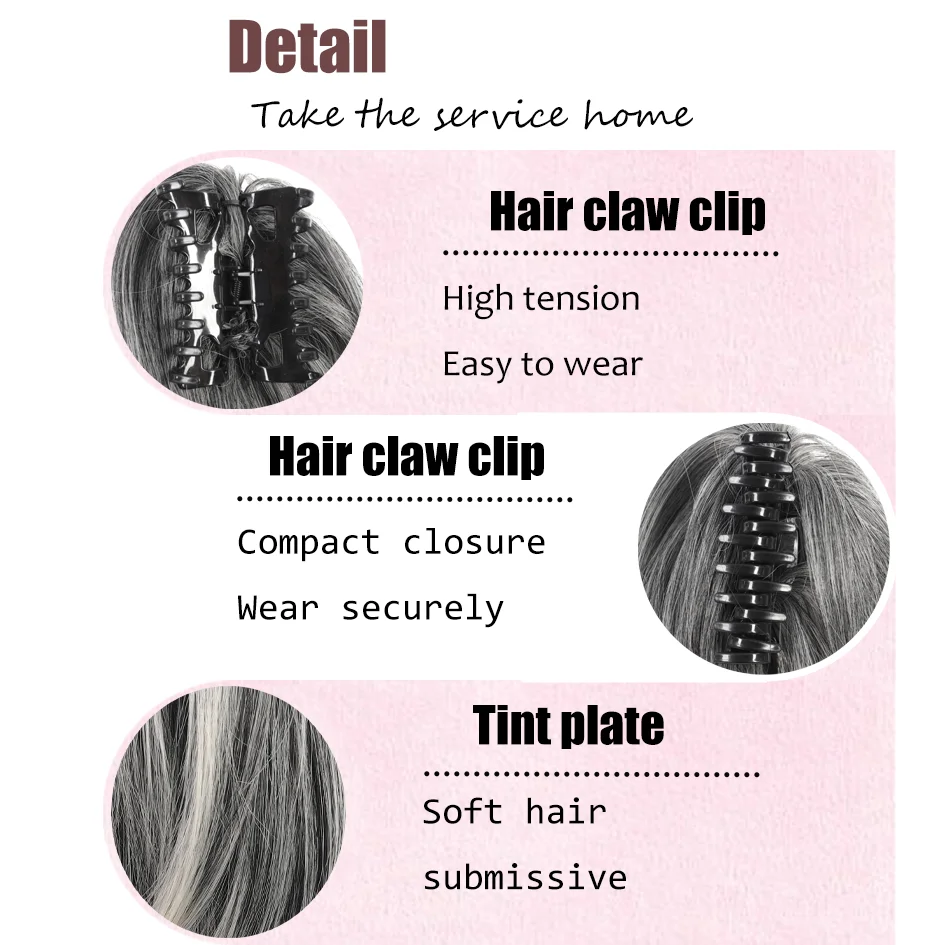 Allaosify synthetic hair women 8-inch clip straight ring ponytail, large clip ponytail, loose fashion enhance temperament