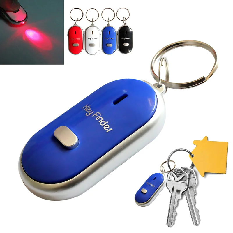 LED Key Finder Locator Find Lost Keys Chain Keychain Whistle Sound Control Plastic Wireless Whistle Key Finder Locator Tracker