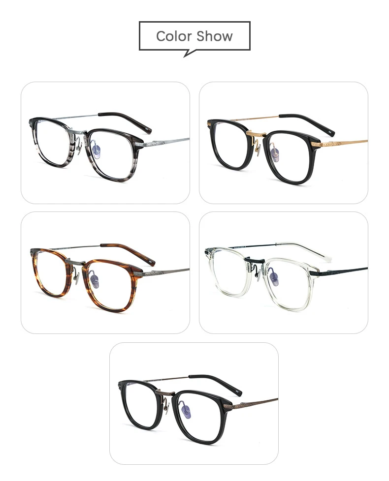 2024 japanische Quadratische Titan Brille Rahmen Frauen Mode Anti Blau Licht Photochrome Brillen Männer Acetat Vollrand Brillen – Detail 8