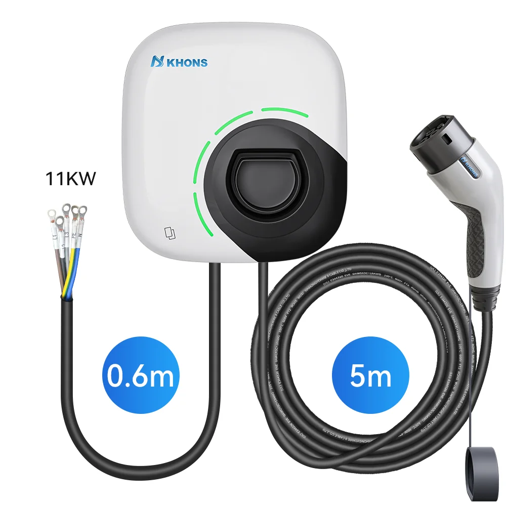 Khons 11 kW Typ2 EV-Ladestation EV-Ladegerät 16 A 3 Phasen Wallbox Elektrofahrzeug-Ladestation IEC62196 mit App-Steuerung – Detail 1