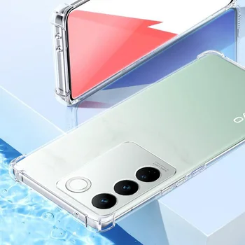 Custodia morbida in Silicone trasparente Air Bag per VIVO V27 Pro V27e 5G airbag anticaduta protettivi completi VIVOV27Pro Clear Crystal Fundas