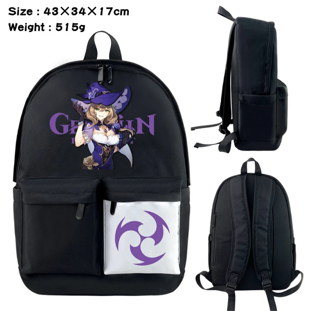 

Game Genshin Impact Nylon Backpack Casual Laptopbag Student Schoolbag Cartoon Packsack Teenager Knapsack Unisex Zipper Bookbag