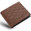 New Simple Stripe Embossing Leather Wallet Three-fold Leather Multiple Card Slots Card Holder Coin Wallet 2