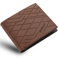 New Simple Stripe Embossing Leather Wallet Three-fold Leather Multiple Card Slots Card Holder Coin Wallet 2