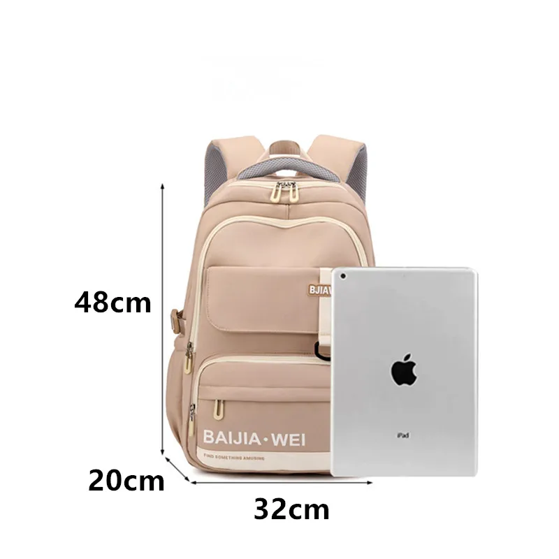 BAIJIAWEI Brand Large Capacity Students Backpack Casual Waterproof Nylon School Bag Fashion Travel College Bag 2