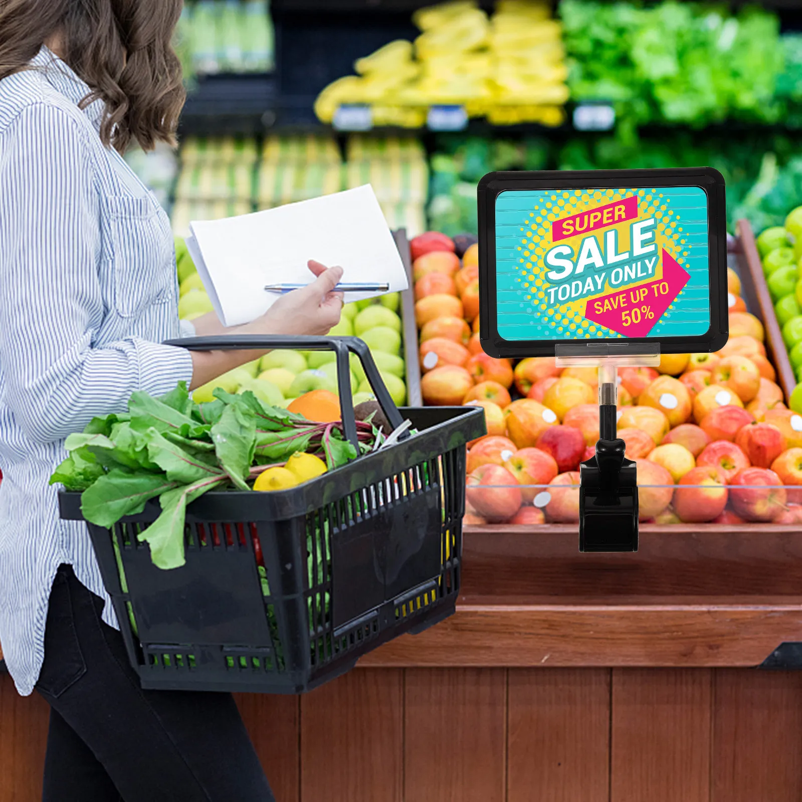 조절 가능한 플라스틱 클립형 사인 홀더, 가격표 홀더 클립, 소매점 슈퍼마켓 상품 진열 표시용