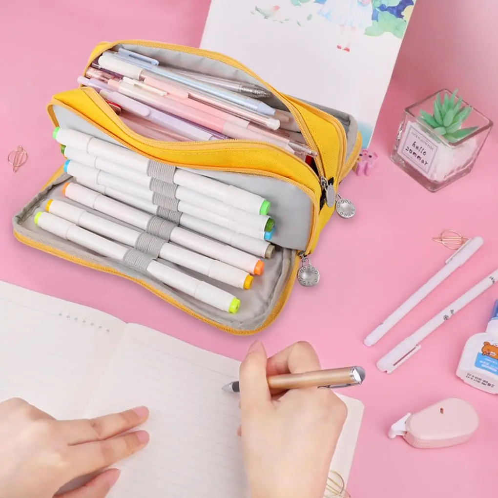 Spacious Triple-Section Pencil Case & Stationery Organizer