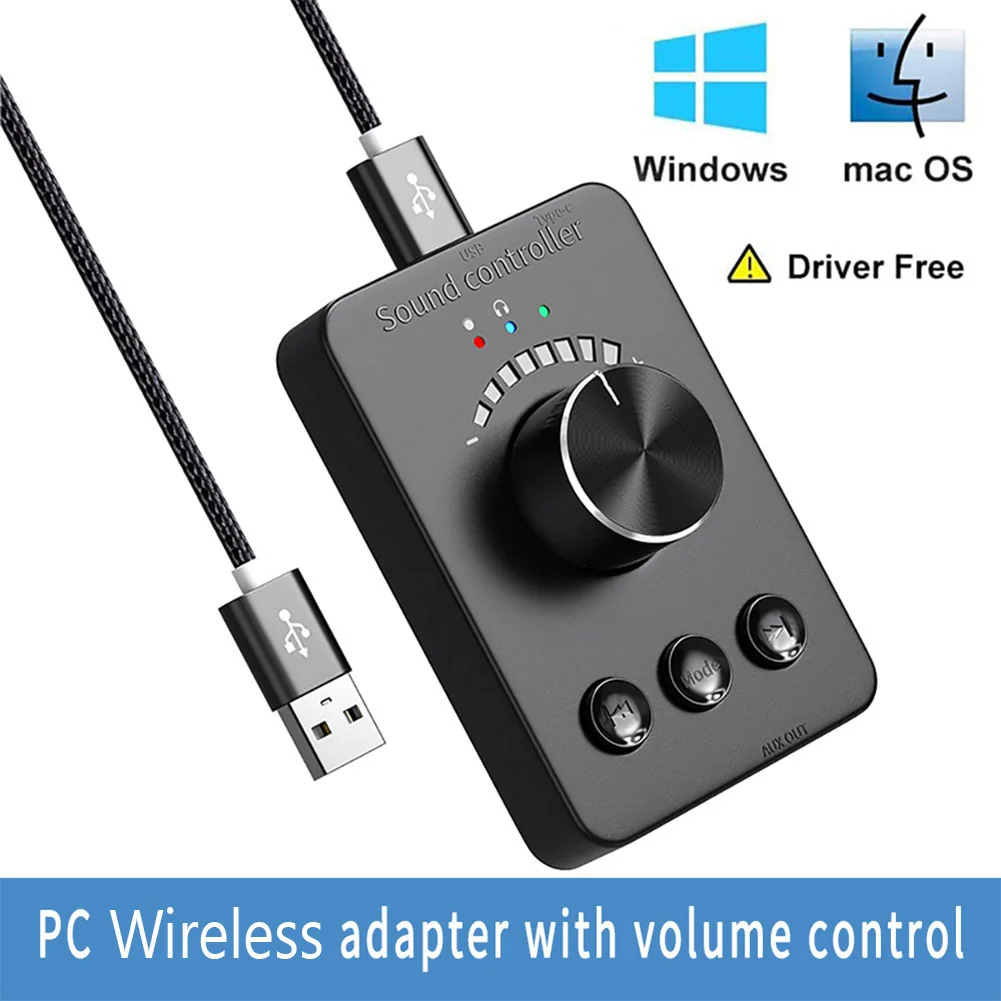 USB 볼륨 조절 손잡이 멀티미디어 제어 손잡이, 3.5mm AUX Bluetooth-Compatible5.1 PC 사운드 제어, 재생, 일시 정지, 뒤로가기