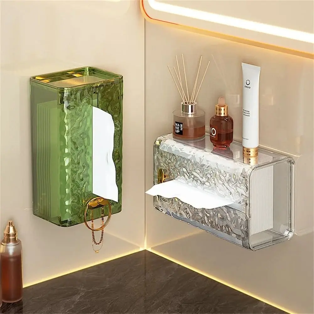 

Multipurpose Tissue Storage Box Fashion Transparent Rectangular Tissue Box Wall Mounted Plastic Napkin Box Desktop