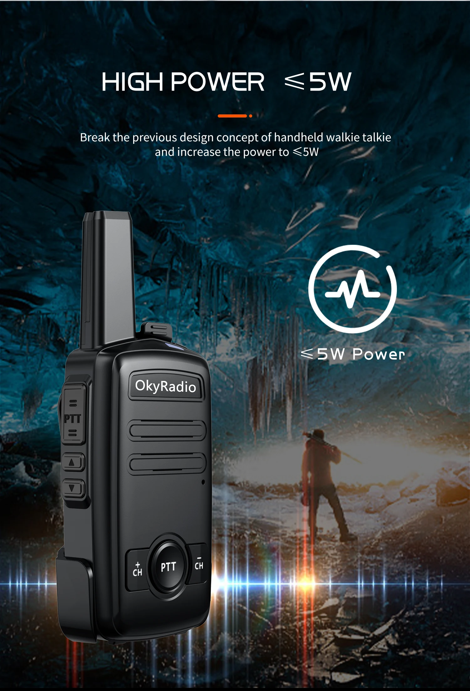 OkyRadio 4800mah Large Capacity 5w Portable Waterproof Walkie-talkie 6km Call Distance Suitable for Hotel Construction Sites long range walkie talkies 500 miles
