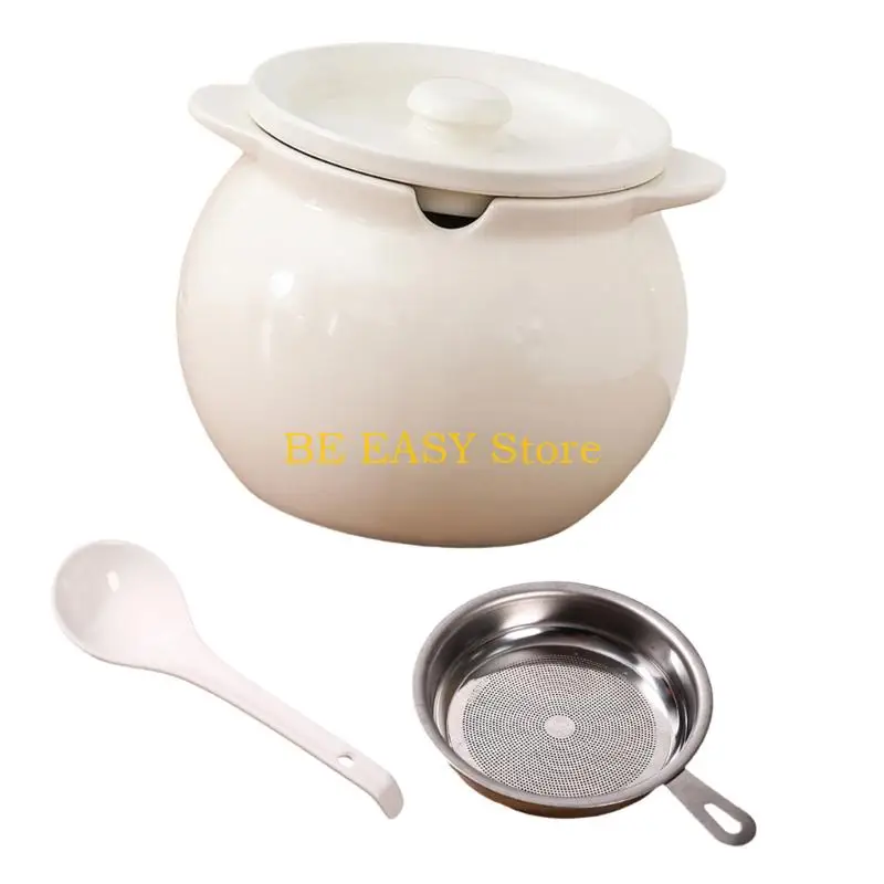 필터와 편안한 손잡이가 있는 E28F 고용량 1400Ml 세라믹 오일 디스펜서 베이컨 그리스 용기