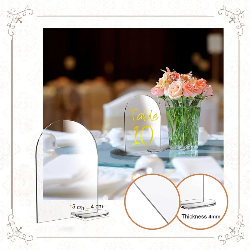 Place Cards Wedding Table Numbers 5pcs DIY Blank Acrylic Arch Table Sign Guest Name Tag Round Top Clear with Stand Arch Table Numbers
