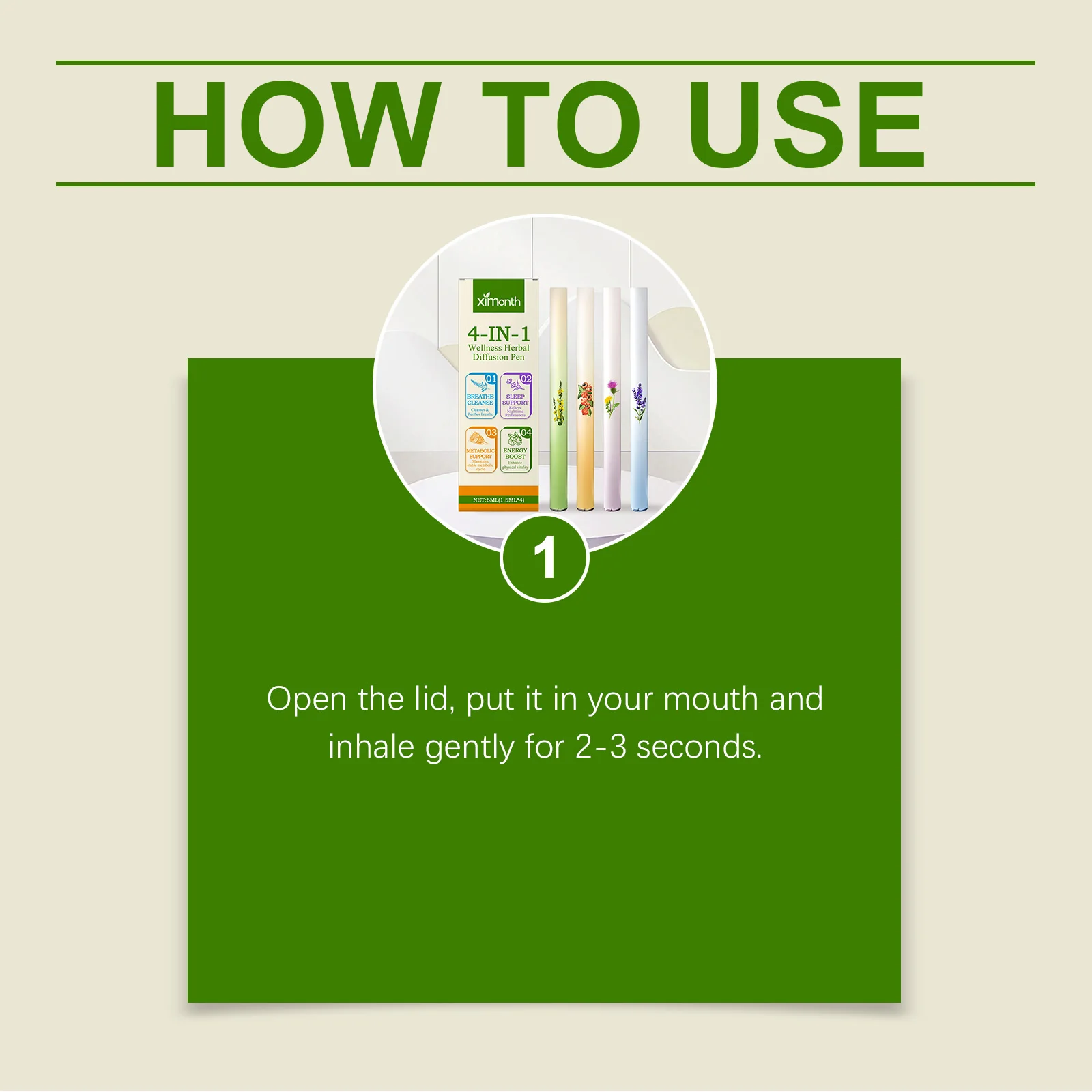 4-in-1 Air Freshening Pen: Relaxing the Senses Clear Breathing Refreshing Invigorating Aromatherapy Diffuser Lung-Cleansing Pen