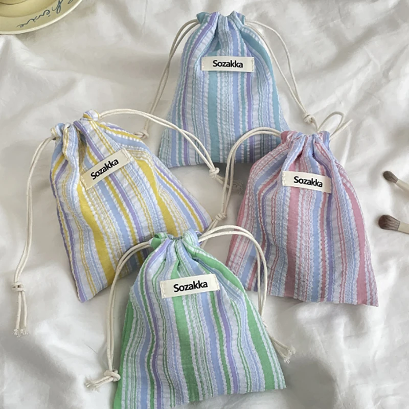 Makeup Accessories Drawstring Storage Bag Canvas Bags For Candy Gift Package Pouch Reusable Home Sundries Organize 4