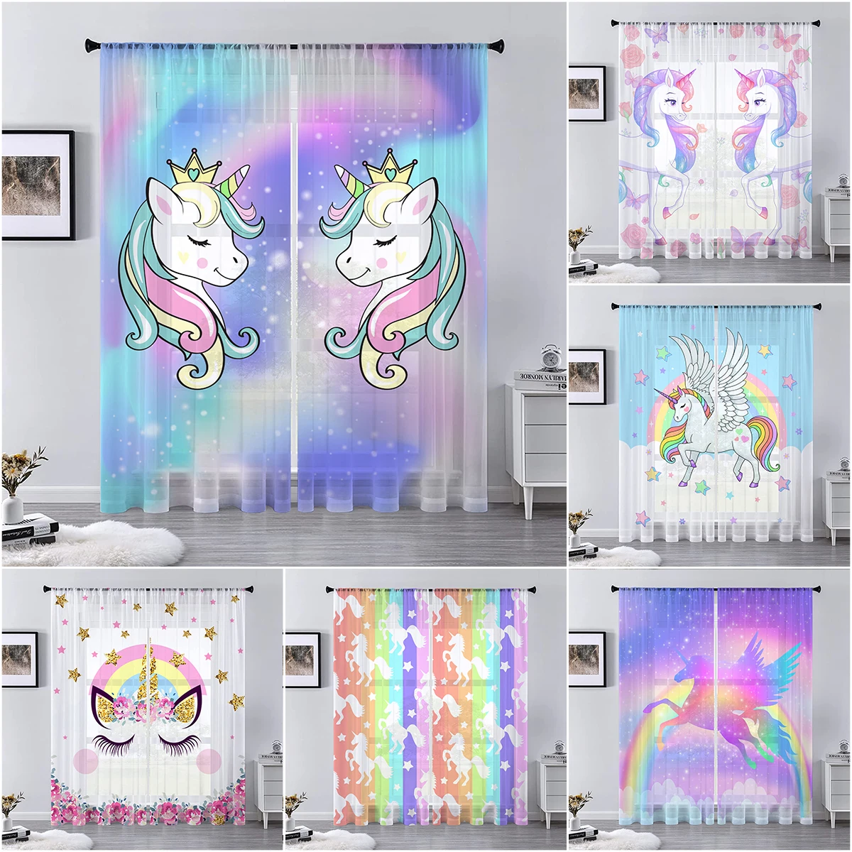 Curtain Girls Unicorn Unicorn Curtains Bedroom Curtains Unicorns