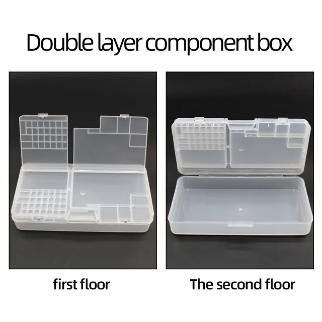 Boîte de rangement en plastique transparent pour petits accessoires à vis, composants électroniques, grille de classification des outils 2
