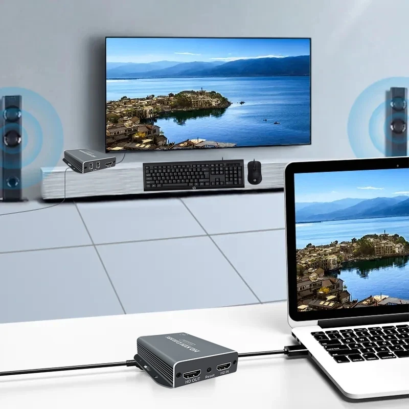 HDMI ȣȯ 60M KVM ͽٴ, IP Rj45 Cat5e/6 1080P USB ̴ ͽٴ, EDID  Ʈ PC-TV 
