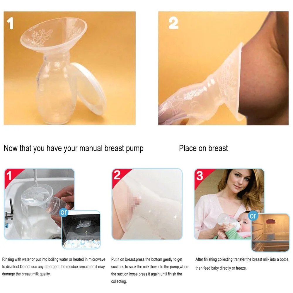 Sucking Silicone Pumps Manual Breast Milk Pump Baby Breastfeeding Breast Collector One-handed breast pump breast milk catcher