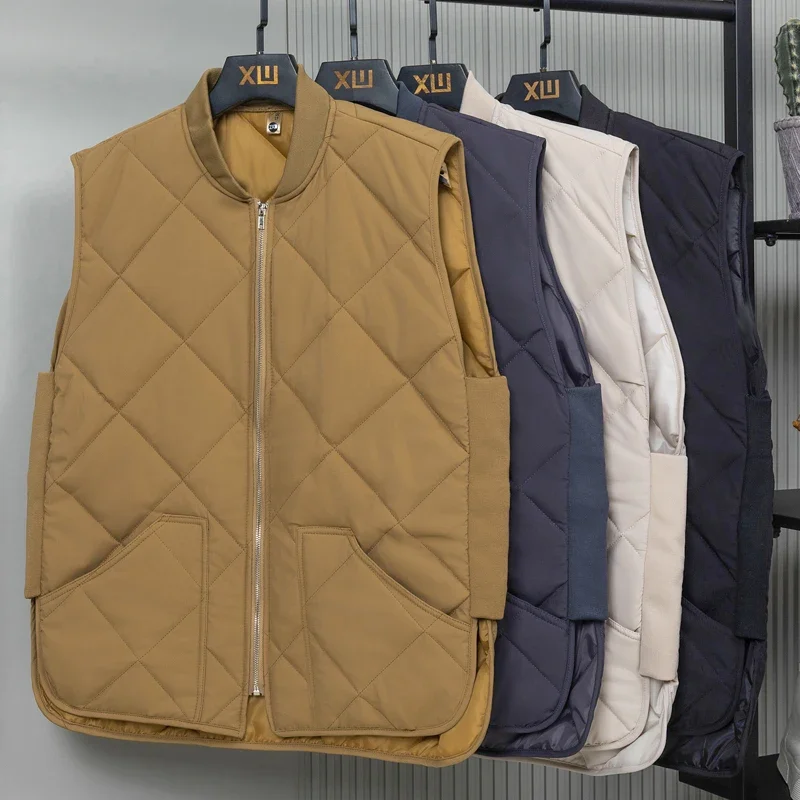 

Autumn Warm Vest Male Padded Coats 2023 New Loose Zipper Sleeveless Jackets Winter Korean Style Padded Waistcoat