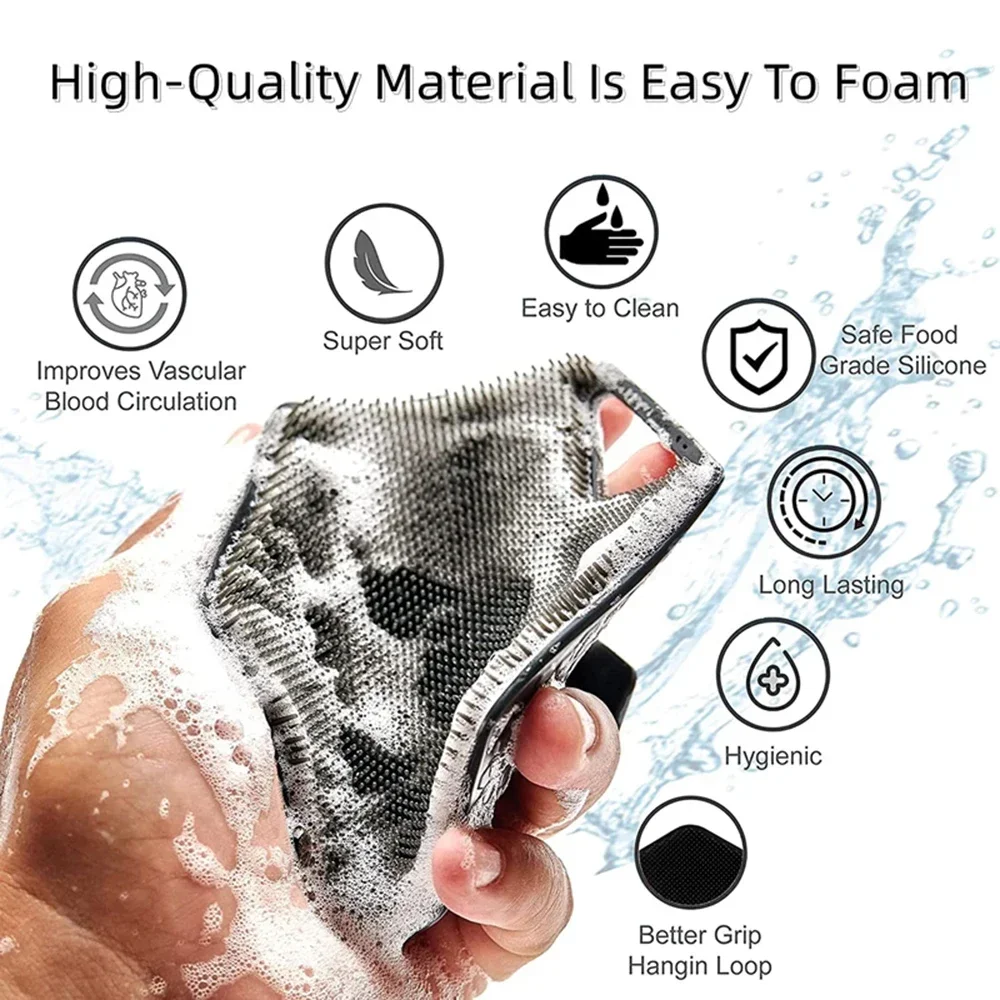 Soft Silicone Exfoliating Brush Cleanser Manual Body Cleansing Scrubber Shower Gentle Massage Bath Brush For Men and Women