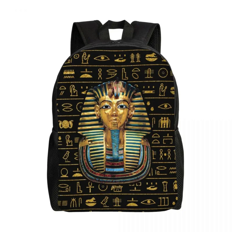 

Ancient Gold Pharaoh Egypt King Tut Travel Backpack School Laptop Bookbag Egyptian Hieroglyphic College Student Daypack Bags