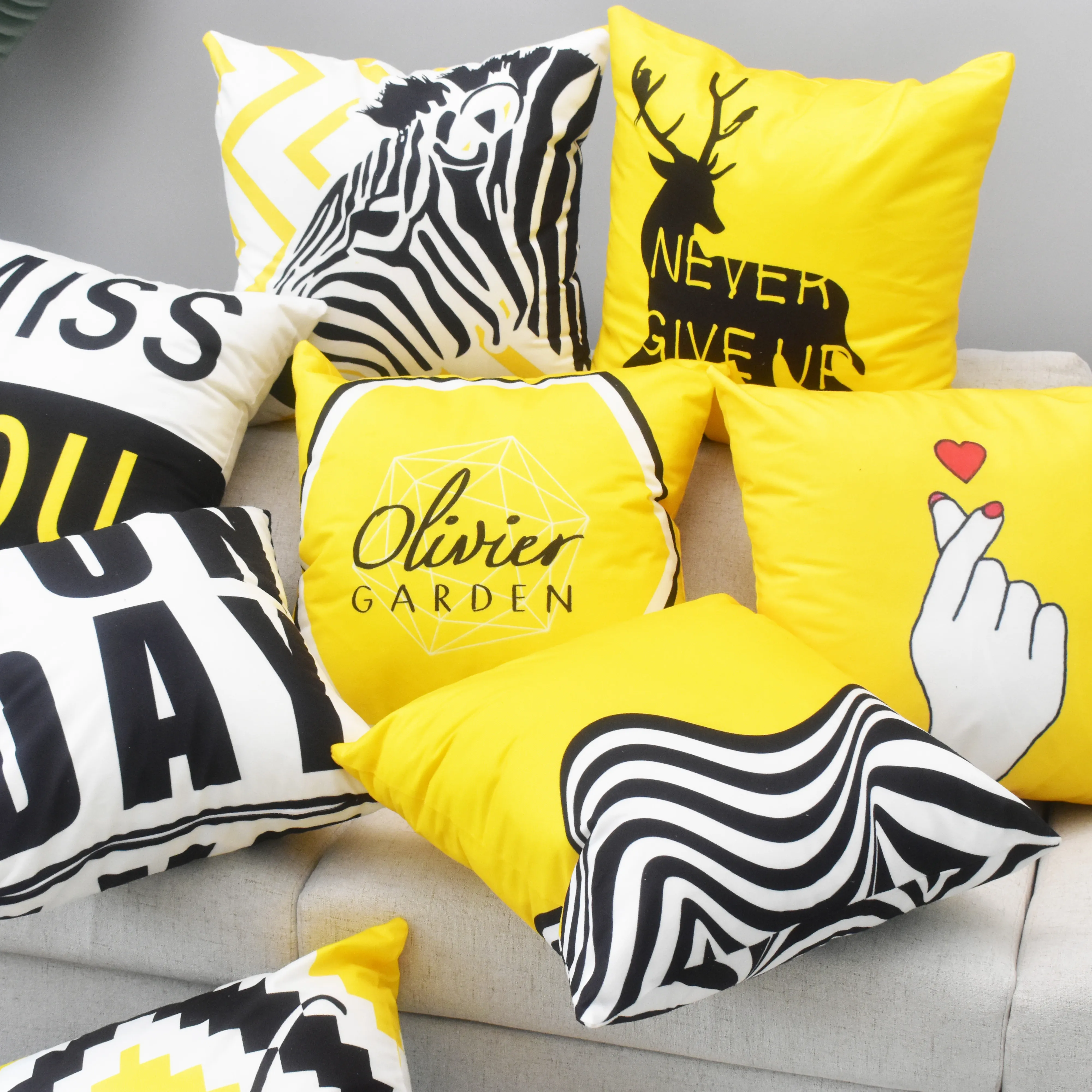 

Nordic double-sided geometric throw pillow yellow black gray living room sofa cushion car backrest modern minimalist ins cushion