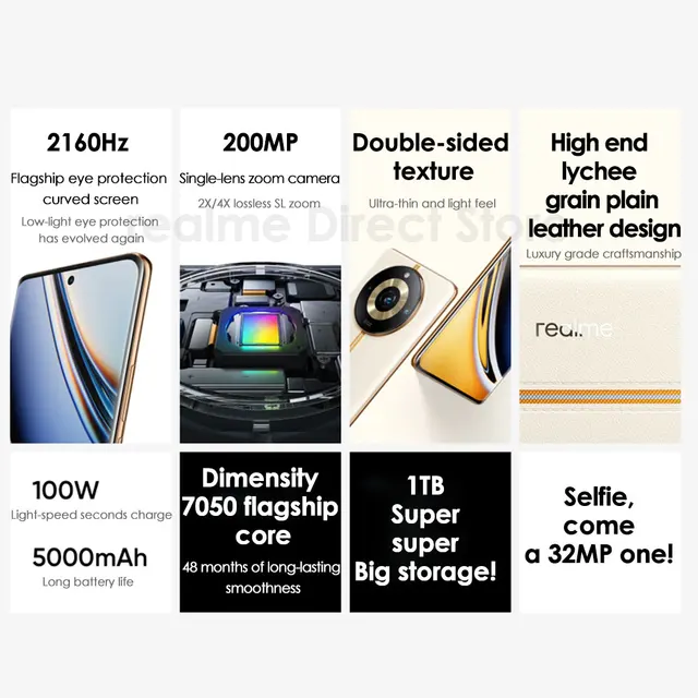 Realme 11 Pro Plus Global Rom 120Hz FHD+ AMOLED 5G Smartphone  MTK Dimensity 7050 5000 mAh  NFC Mobile Phone 100W SuperVOOC 5