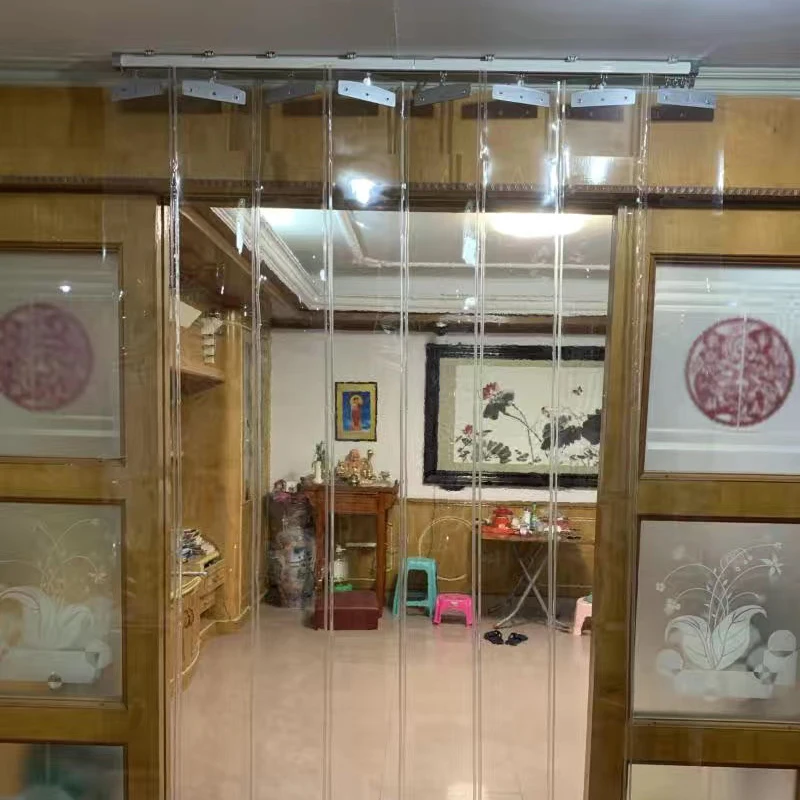 Rideau De Porte à Bandes PVC Transparent 1.5 Mm – Isolant Thermique, Coupe-vent, Pour Congélateur, Patio, Entrée
