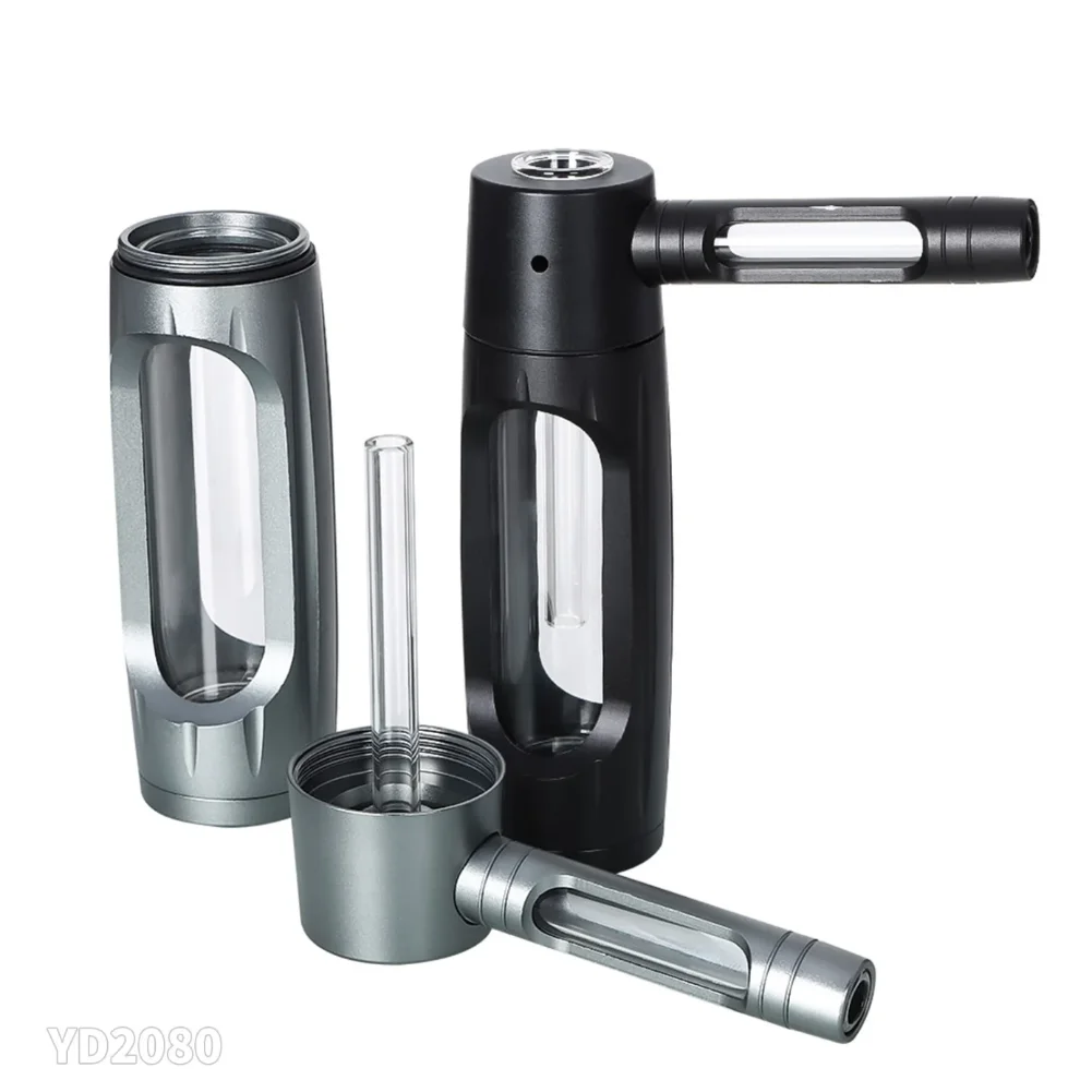 Portable Metal Smoking Pipe with 155mm Glass Bowls for Smoke Accessories