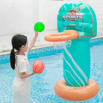 Multifunctional Water Basketball Stand Inflatable Floating Basketball Hoop With Basketball Swimming Pool Game Toys For Kids 1