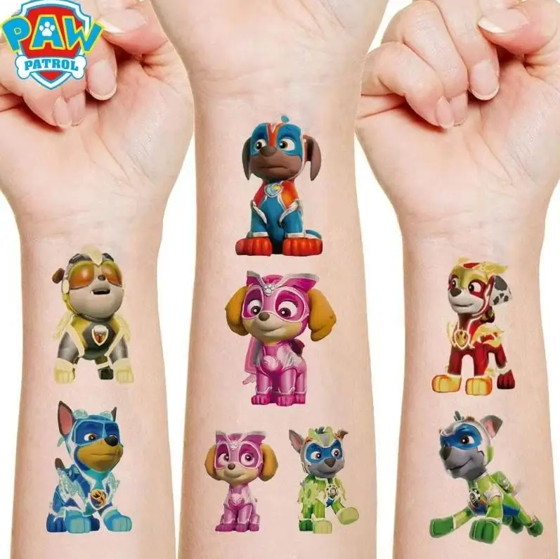 Paw Patrol Water Transfer Stickers Anime Peripherals Tattoo Stickers Kawaii Dog Chase Skye Cartoon Character Decoration Toys