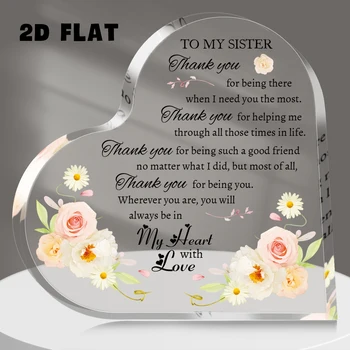 1pc Heart-shaped Flower Design Acrylic Plaque Women Friendship