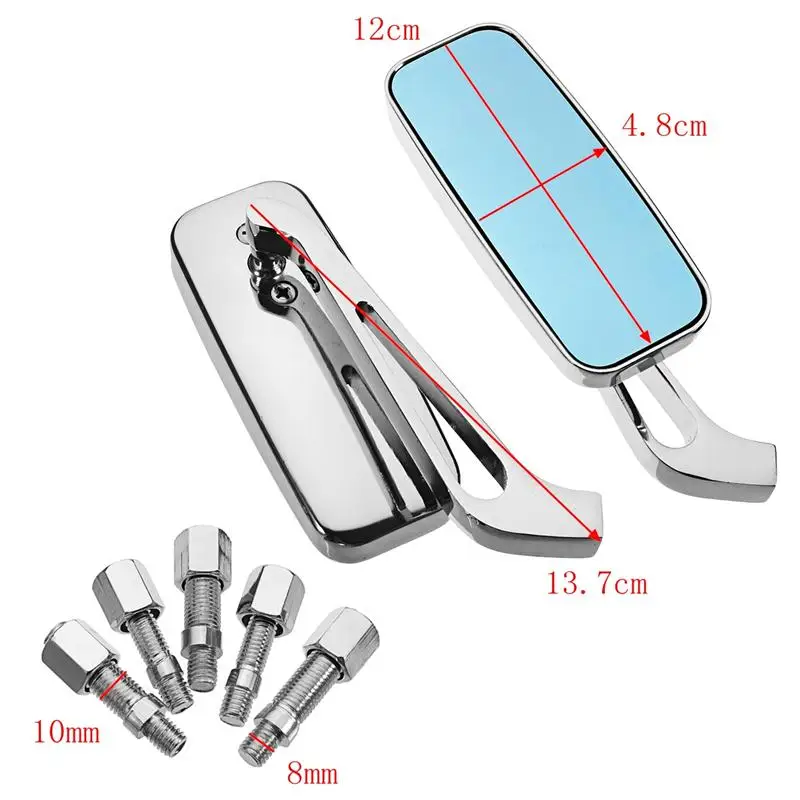 Motorcycle Mirror Moto Bike Rearview Mirror Rear-View Mirrors Alloy Motorcycle Rear View Mirrors 8mm/10mm Blue , P-115 1 Pair motorcycle handle bar mirror,scooter rearview mirror screw