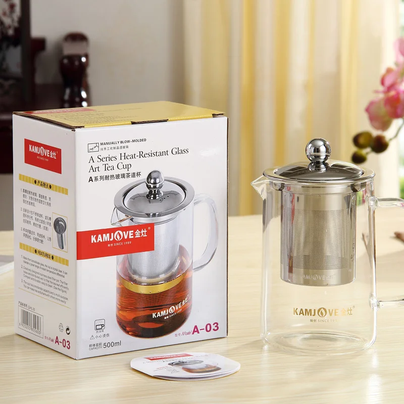 

[GRANDNESS] Kamjove A-03 Clear Glass Teapot with Stainless Steel Fine Infuser 500ml Kamjove Tea Pot Teapot Kamjove Art Tea Cup