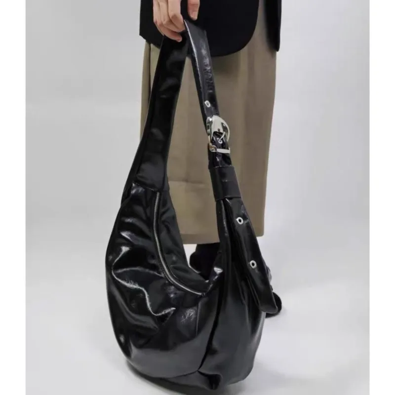 JIAERDI Retro Black Large Capacity Dumpling Bag Women Sweet Cool Casual Crossbody Bags Ladies Versatile Shoulder Underarm Bag