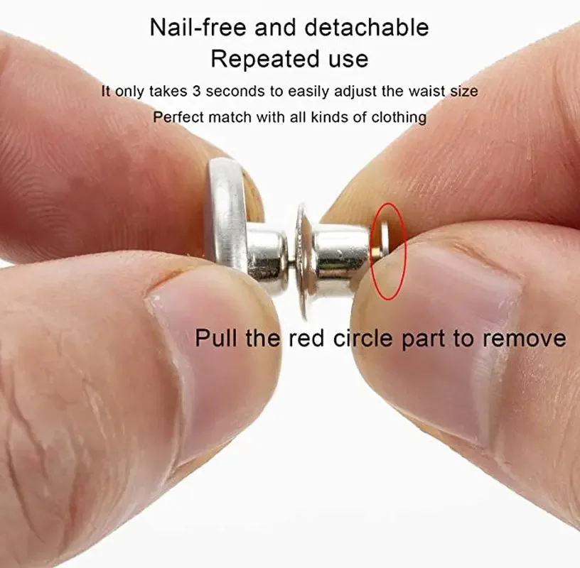 4/12pcs Jeans Button Pins Adjustable Detachable Pants Snap Fastener Sewing-free Metal Buckle for Loose Waist DIY Clothing Button