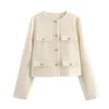 UNIZERA Winter New Product Women's Fashion and Casual Versatile Round Neck Flip Decoration Short Suit Coat 2