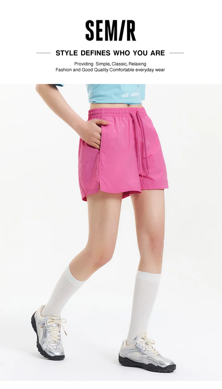 Semir Casual Pants Women Cool Feeling Loose Slimming 2025 New Summer Moisture Wicking Split Hem Textured Shorts Minimalist